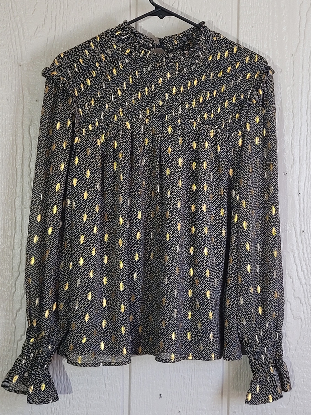 MELLODAY Blouse with Gold Print